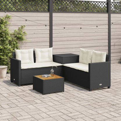 Tuinbank Met Tafel En Kussens L-Vormig Poly Rattan Grijs