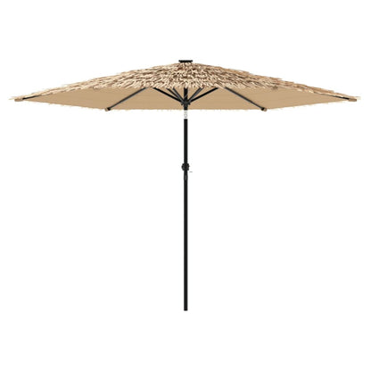 Parasol Met Led's En Stalen Paal Bruin