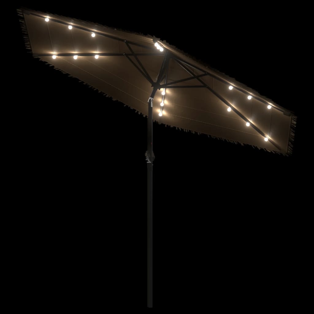 Parasol Met Led's En Stalen Paal Bruin