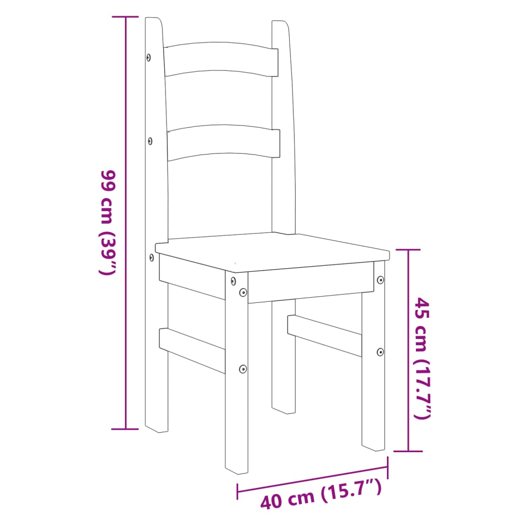 Eetkamerstoelen 2 St 40X46X99 Cm Massief Grenenhout