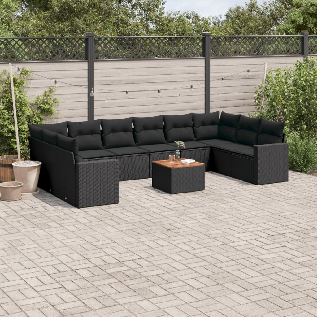 11-Delige Tuinset Met Kussens Poly Rattan