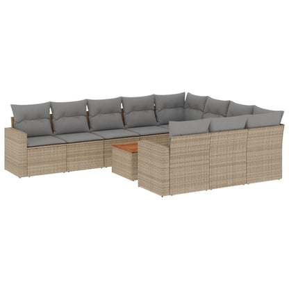 11-Delige Tuinset Met Kussens Poly Rattan