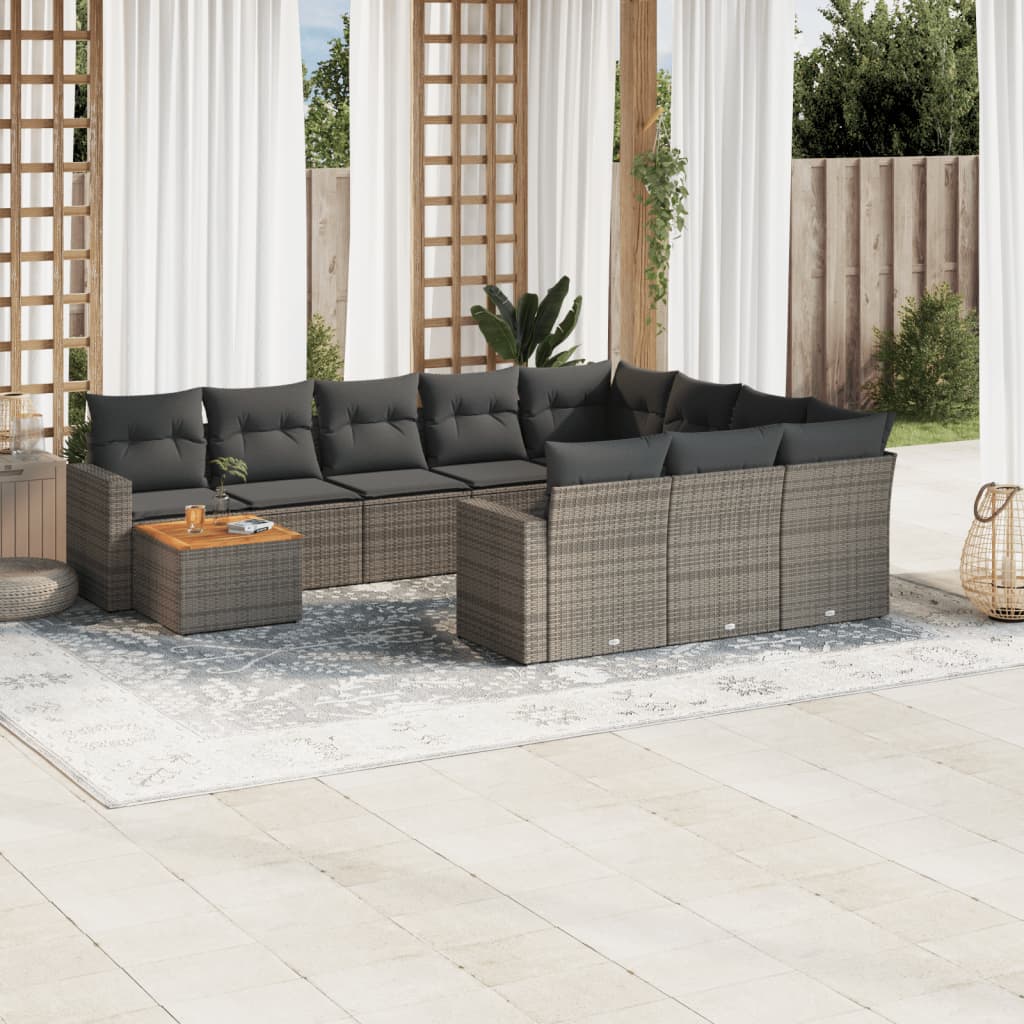 11-Delige Tuinset Met Kussens Poly Rattan