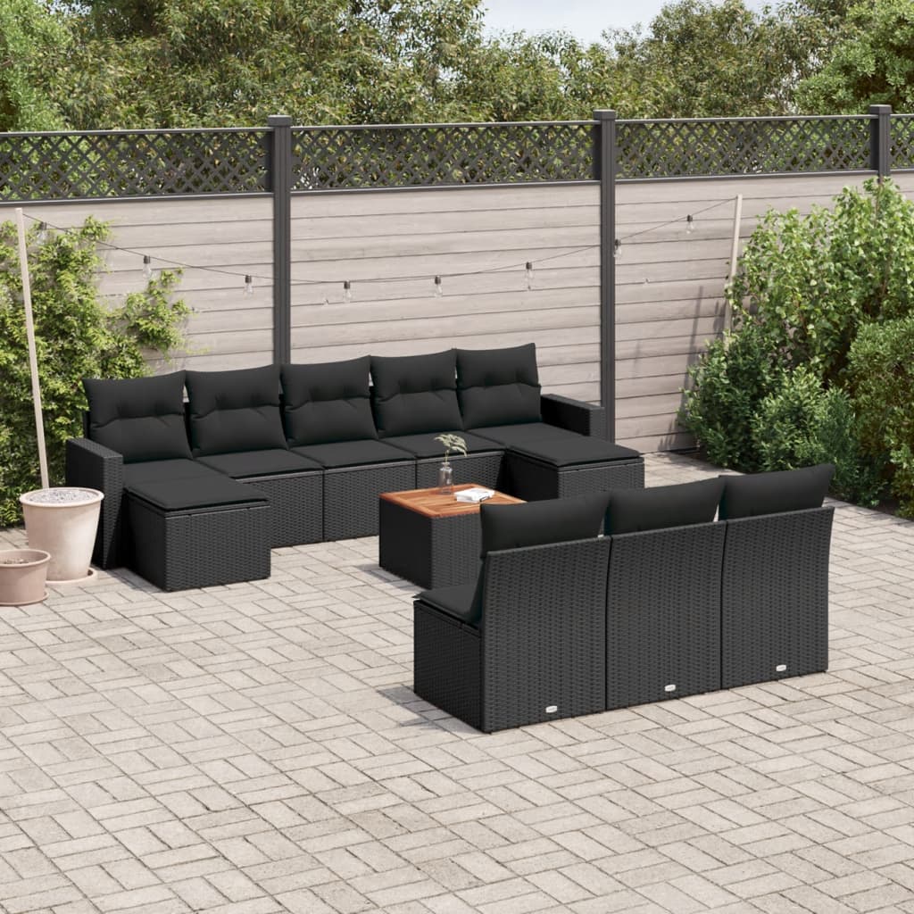 11-Delige Tuinset Met Kussens Poly Rattan