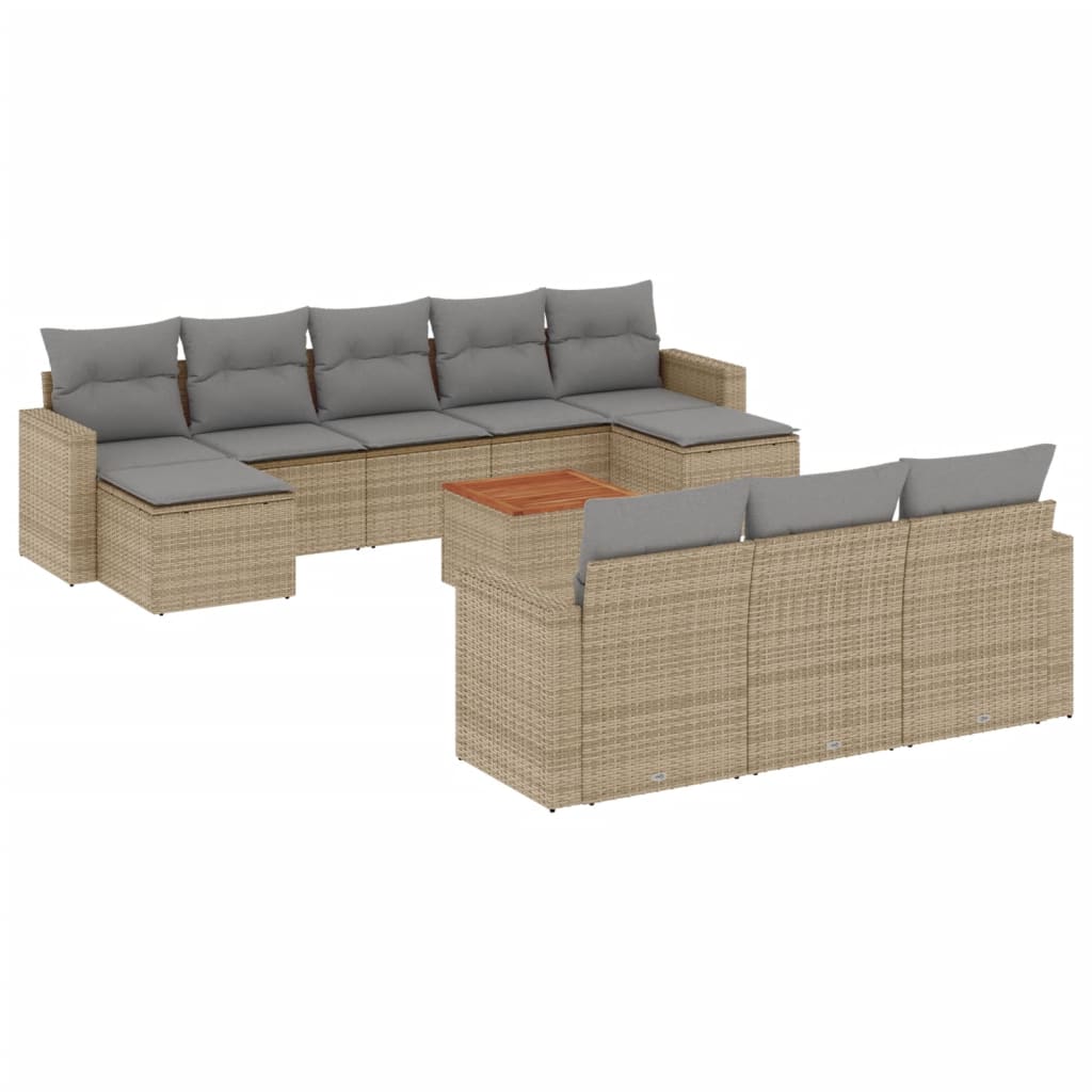 11-Delige Tuinset Met Kussens Poly Rattan