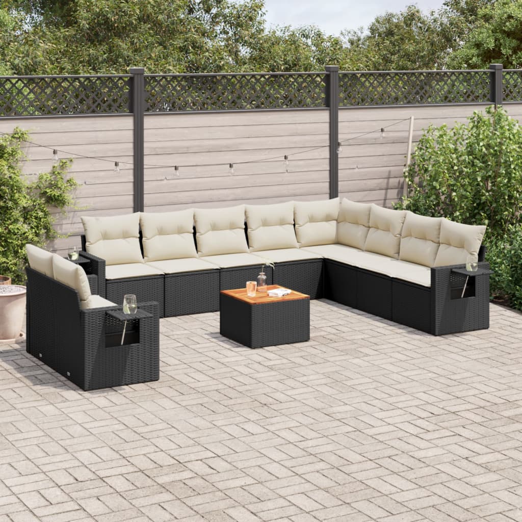 11-Delige Tuinset Met Kussens Poly Rattan
