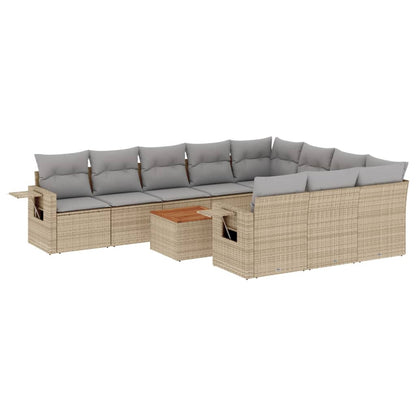11-Delige Tuinset Met Kussens Poly Rattan