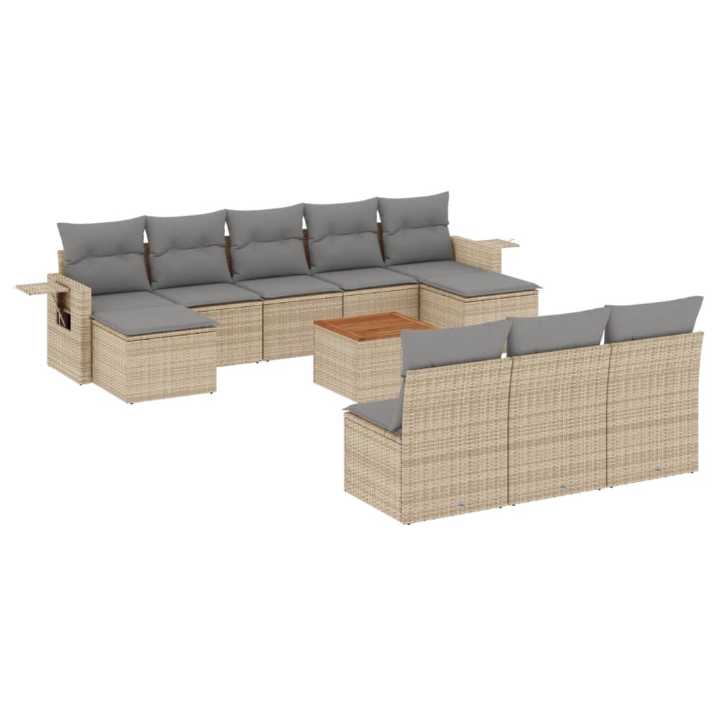 11-Delige Tuinset Met Kussens Poly Rattan