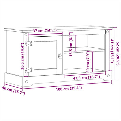 Tv-Meubel Corona 100X40X52 Cm Massief Grenenhout