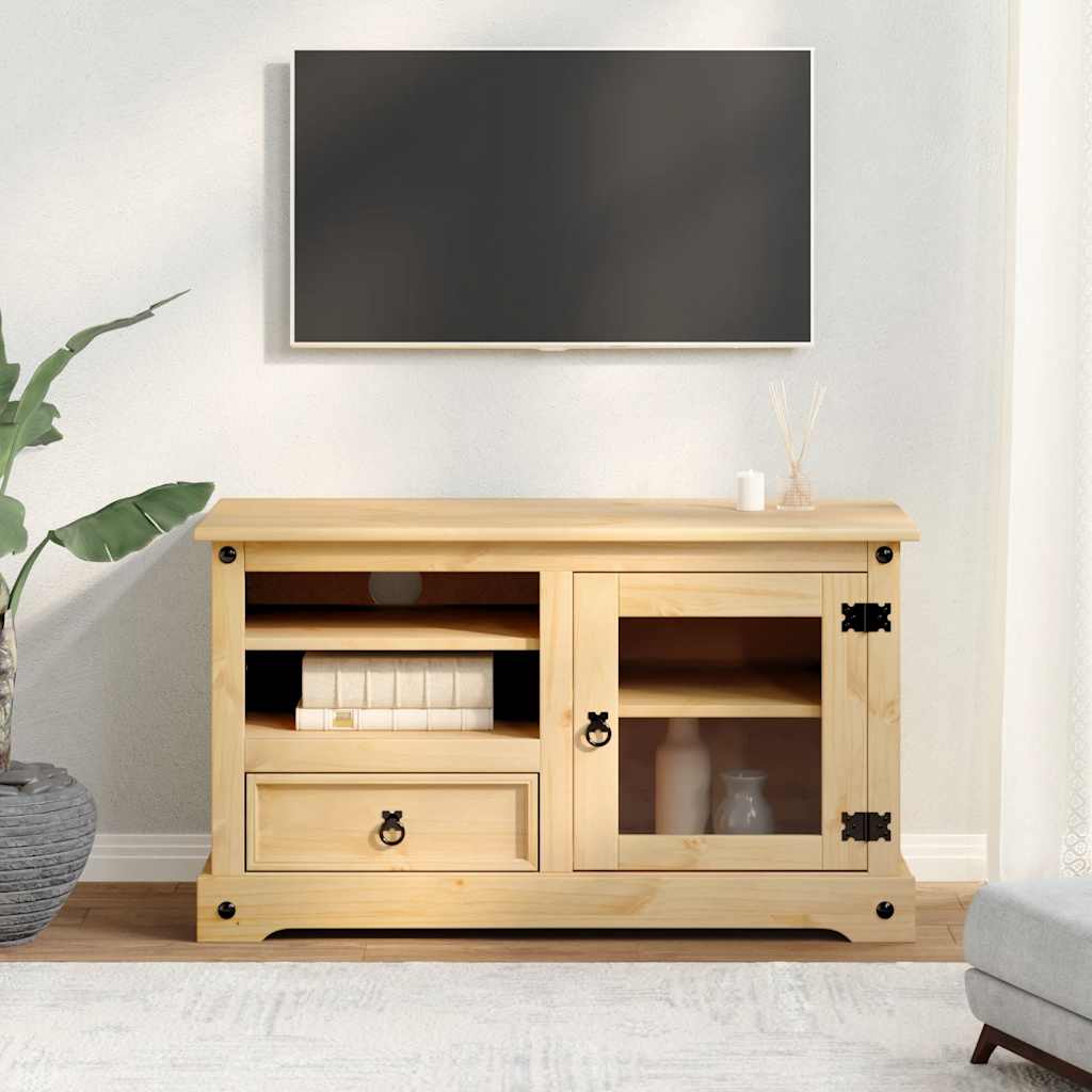 Tv-Meubel Corona 100X45X58 Cm Massief Grenenhout Gerecycled Hout (Naturel)