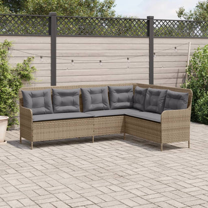 Tuinbank Met Kussens L-Vormig Poly Rattan