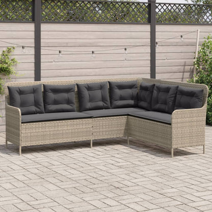 Tuinbank Met Kussens L-Vormig Poly Rattan