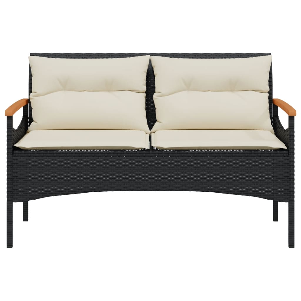 Tuinbank Met Kussens 116X62,5X74 Cm Poly Rattan