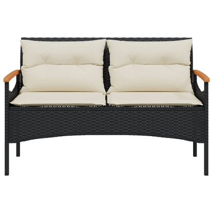 Tuinbank Met Kussens 116X62,5X74 Cm Poly Rattan