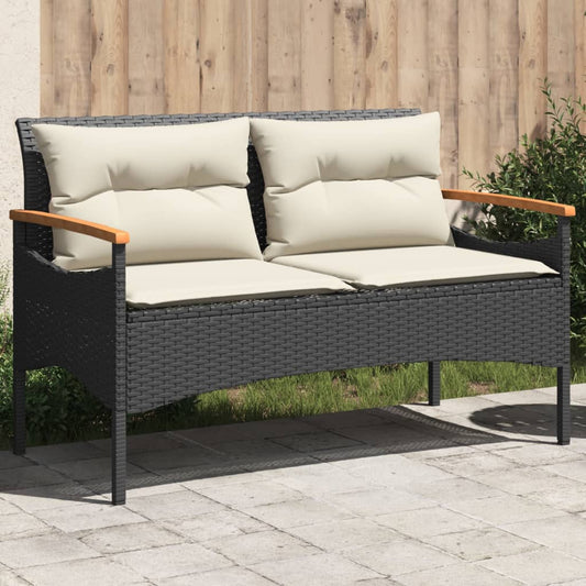 Tuinbank Met Kussens 116X62,5X74 Cm Poly Rattan