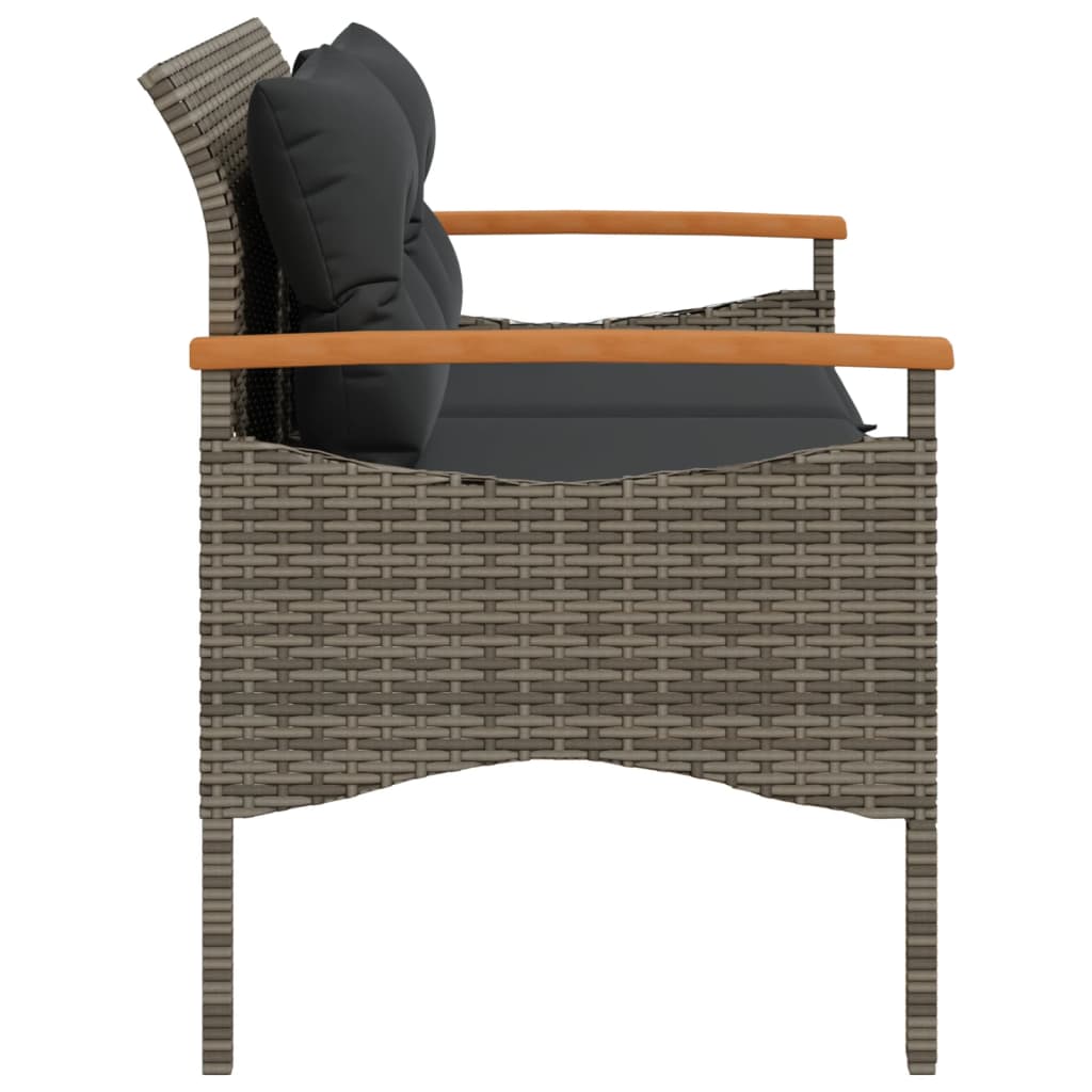 Tuinbank Met Kussens 116X62,5X74 Cm Poly Rattan