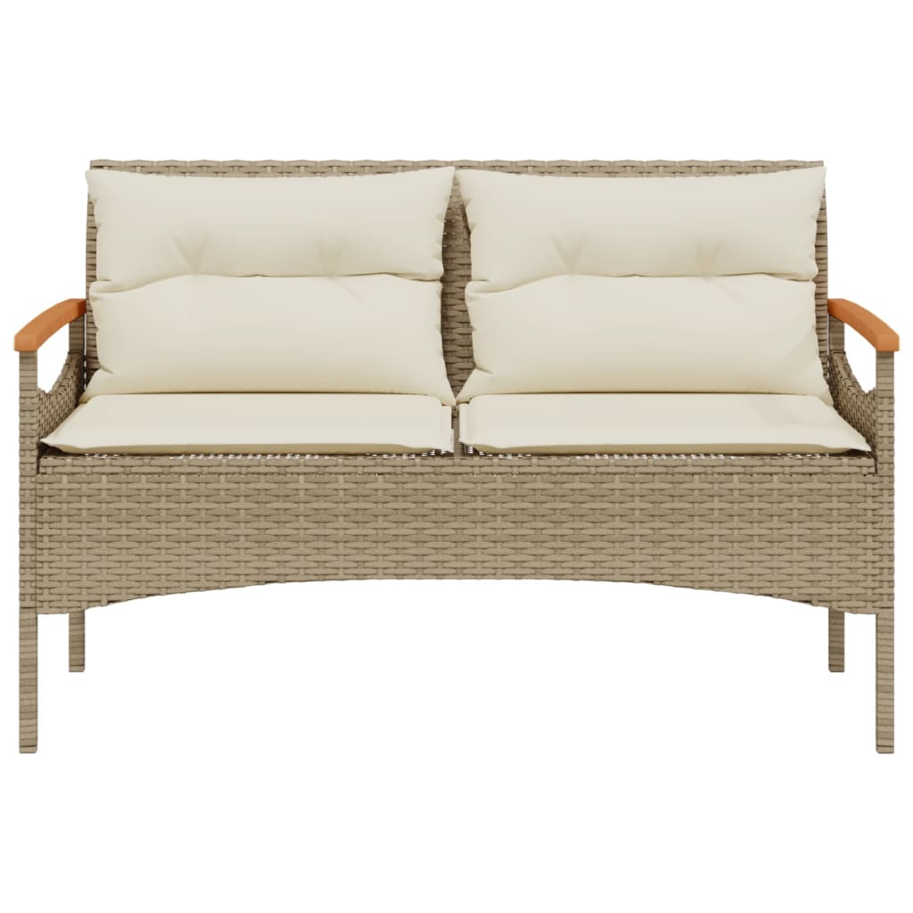 Tuinbank Met Kussens 116X62,5X74 Cm Poly Rattan
