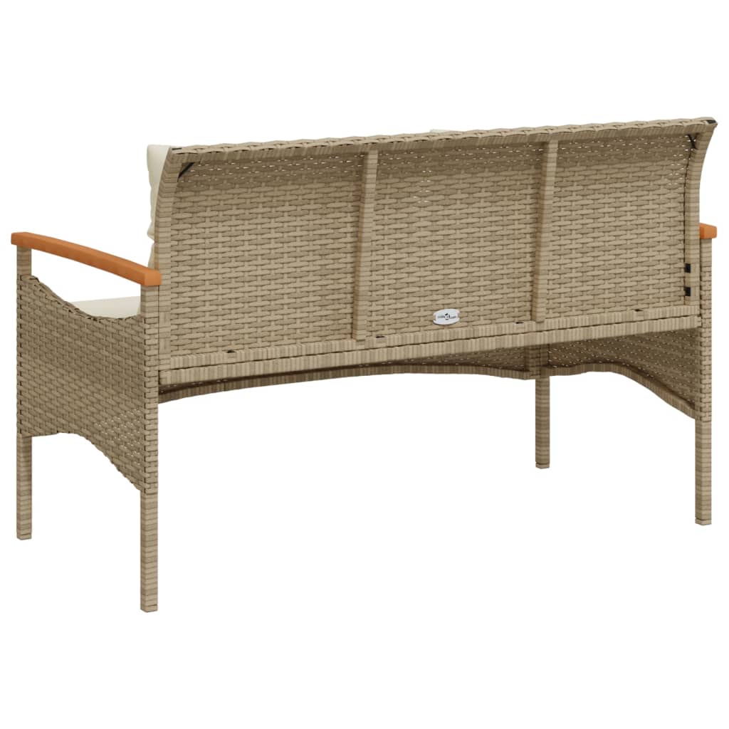 Tuinbank Met Kussens 116X62,5X74 Cm Poly Rattan