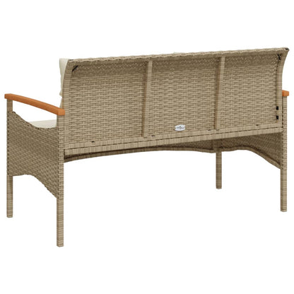 Tuinbank Met Kussens 116X62,5X74 Cm Poly Rattan