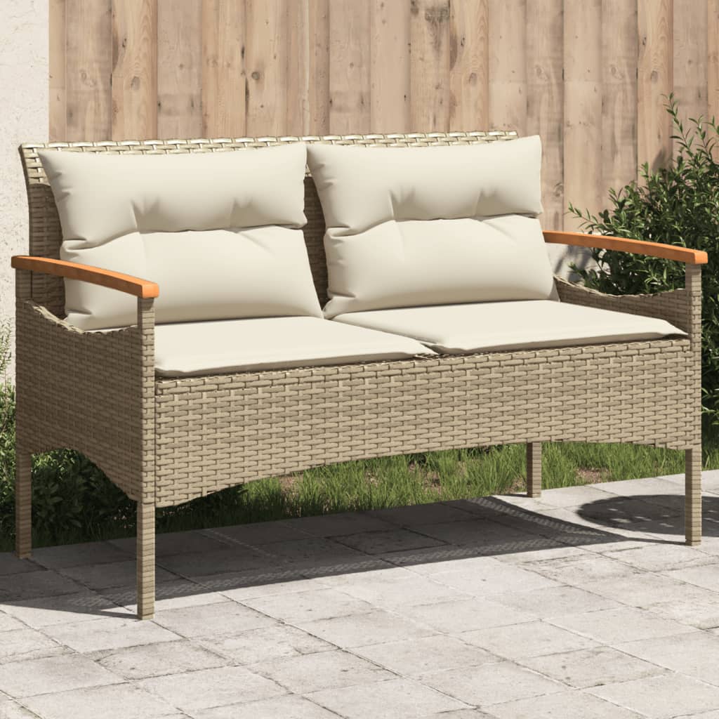 Tuinbank Met Kussens 116X62,5X74 Cm Poly Rattan