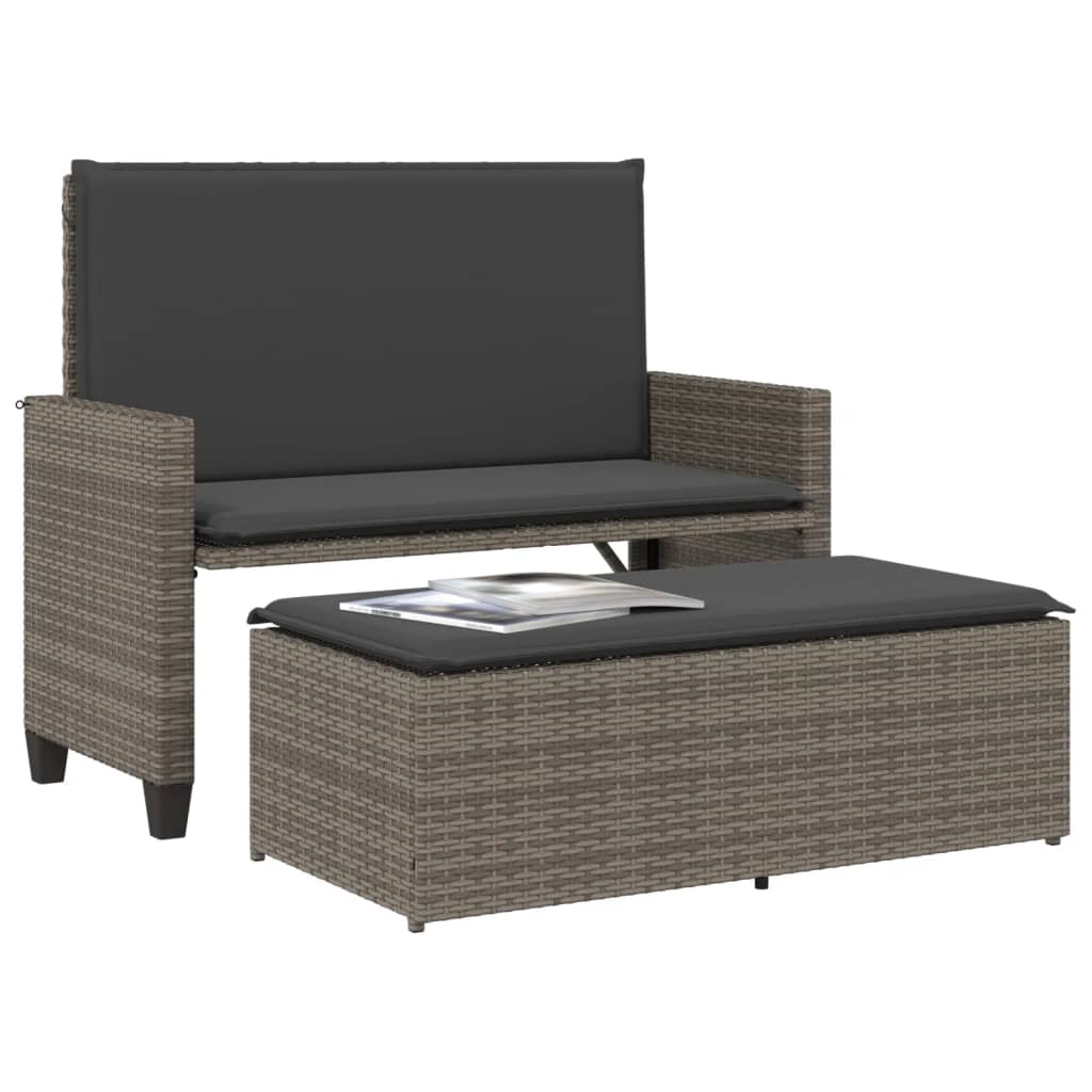 Tuinbank Met Kussens En Voetenbank Poly Rattan