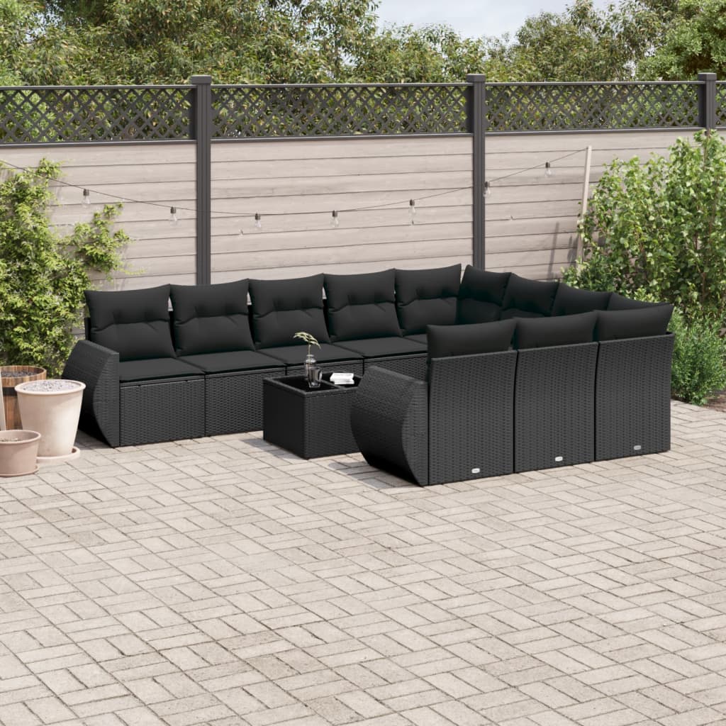 11-Delige Tuinset Met Kussens Poly Rattan