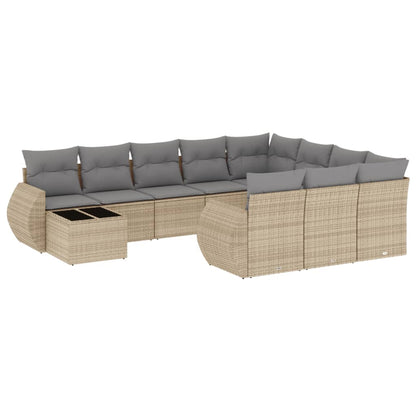 11-Delige Tuinset Met Kussens Poly Rattan