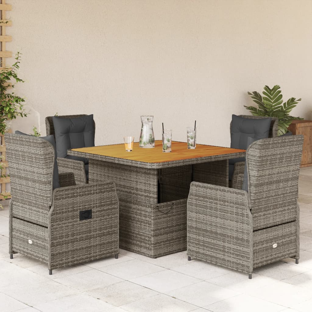 5-Delige Tuinset Met Kussens Poly Rattan