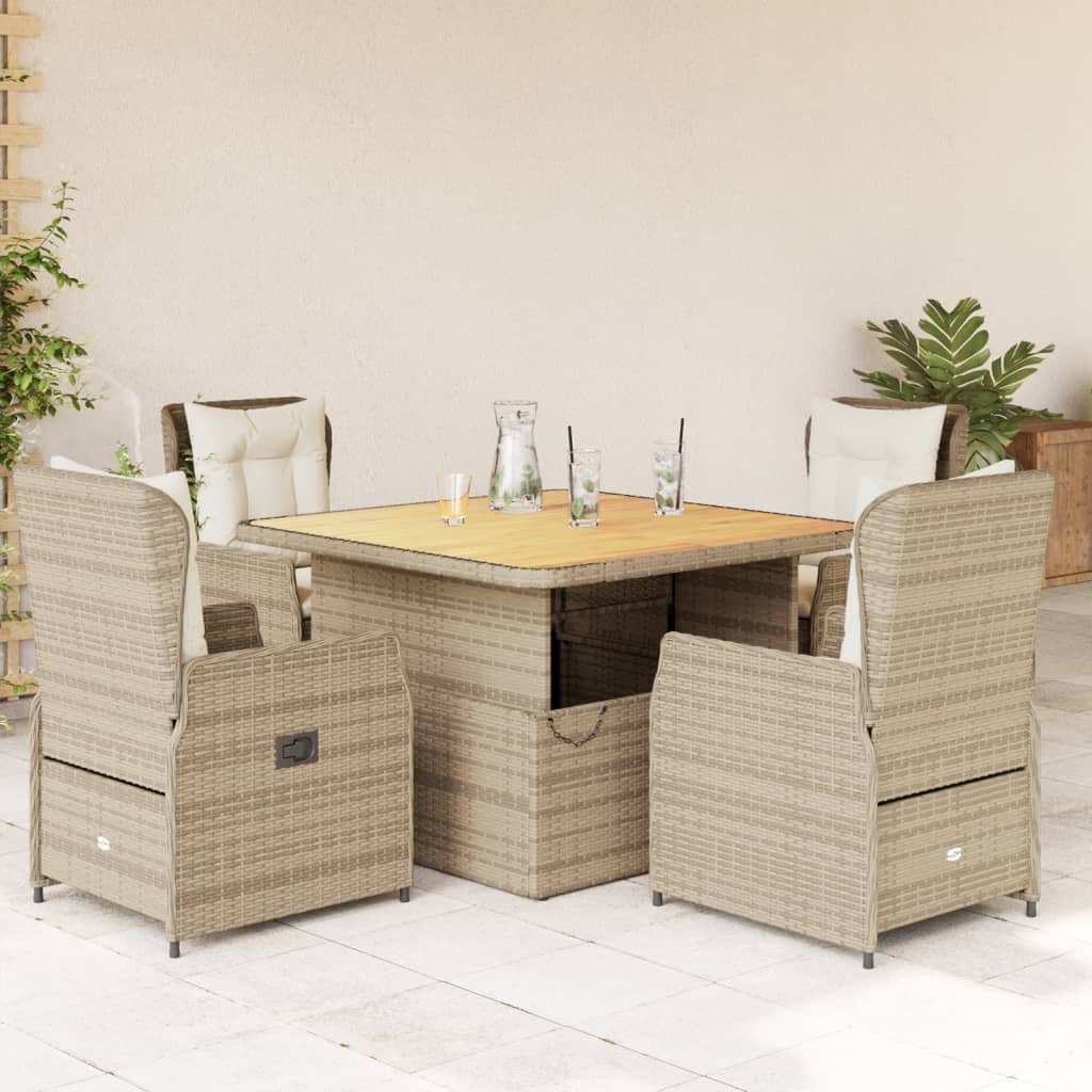 5-Delige Tuinset Met Kussens Poly Rattan