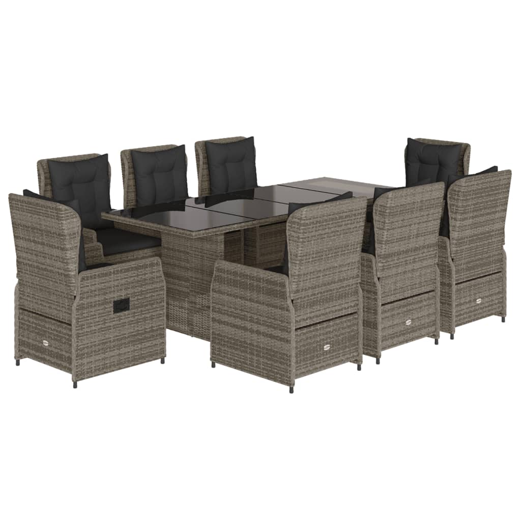 9-Delige Tuinset Met Kussens Poly Rattan
