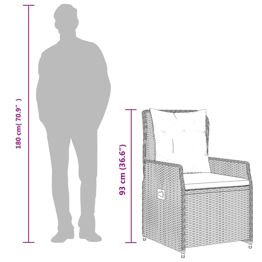 9-Delige Tuinset Met Kussens Poly Rattan