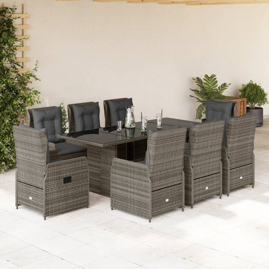 9-Delige Tuinset Met Kussens Poly Rattan