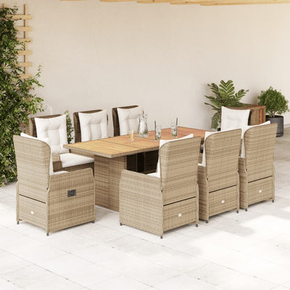 9-Delige Tuinset Met Kussens Poly Rattan