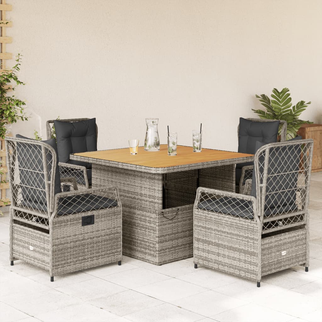 5-Delige Tuinset Met Kussens Poly Rattan