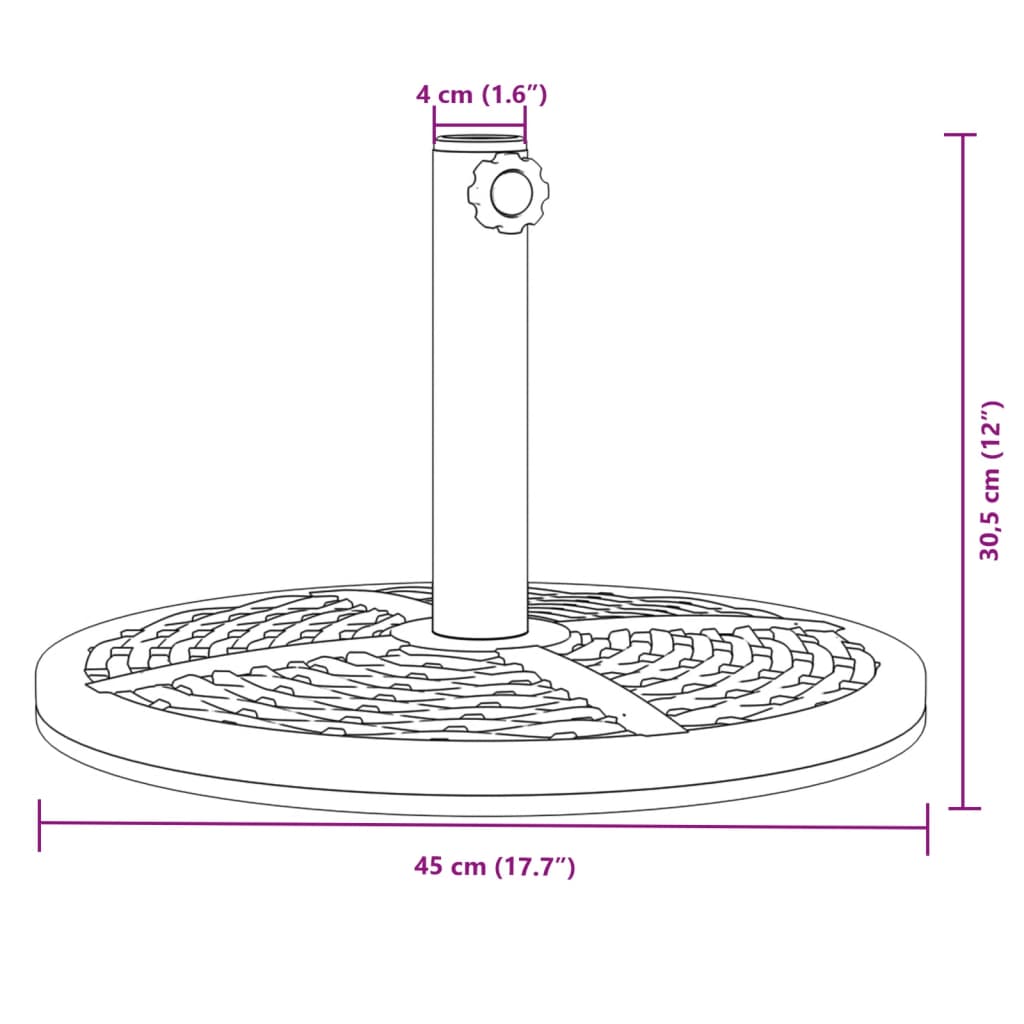 Parasolvoet Voor Stok Van Ø38 / 48 Mm Rond