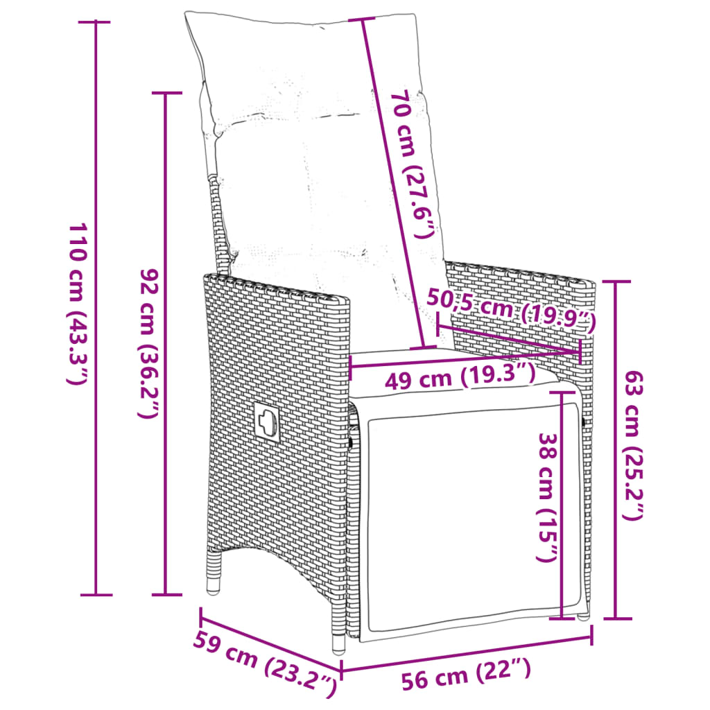 9-Delige Tuinset Met Kussens Poly Rattan Beige Wasbruin