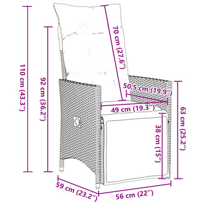 9-Delige Tuinset Met Kussens Poly Rattan Beige Wasbruin