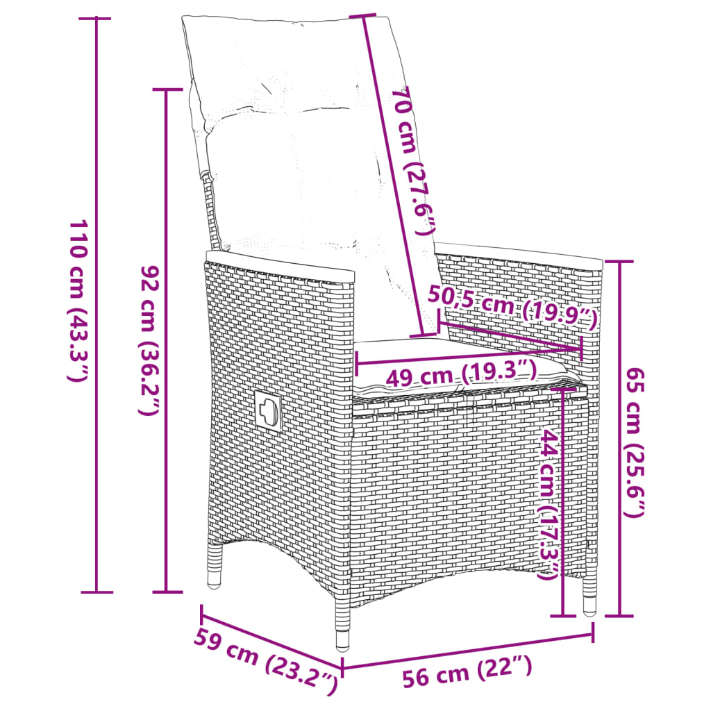 7-Delige Tuinset Met Kussens Poly Rattan Grijs