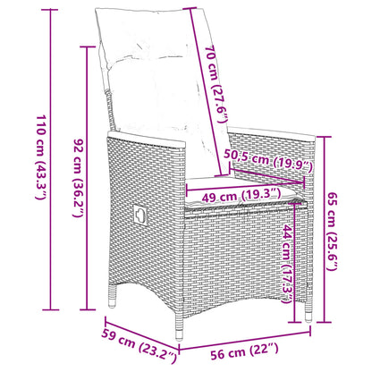 7-Delige Tuinset Met Kussens Poly Rattan Grijs