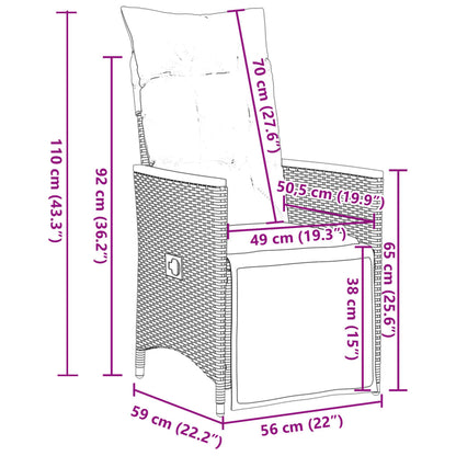 9-Delige Tuinset Met Kussens Poly Rattan Grijs