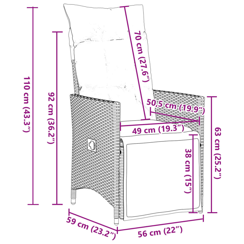 9-Delige Tuinset Poly Rattan Zwart