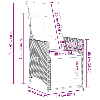 9-Delige Tuinset Poly Rattan Zwart