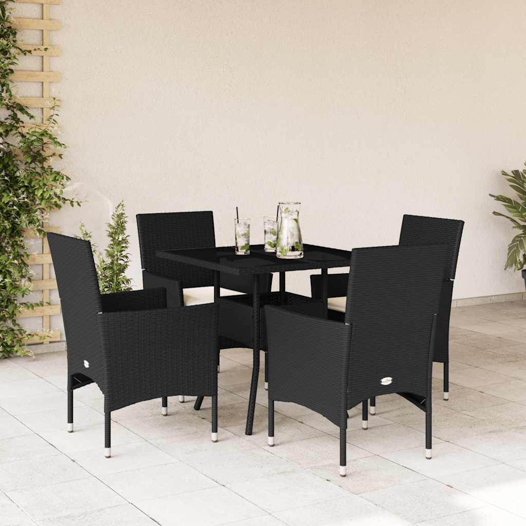 5-Delige Tuinset Met Kussens Poly Rattan En Glas