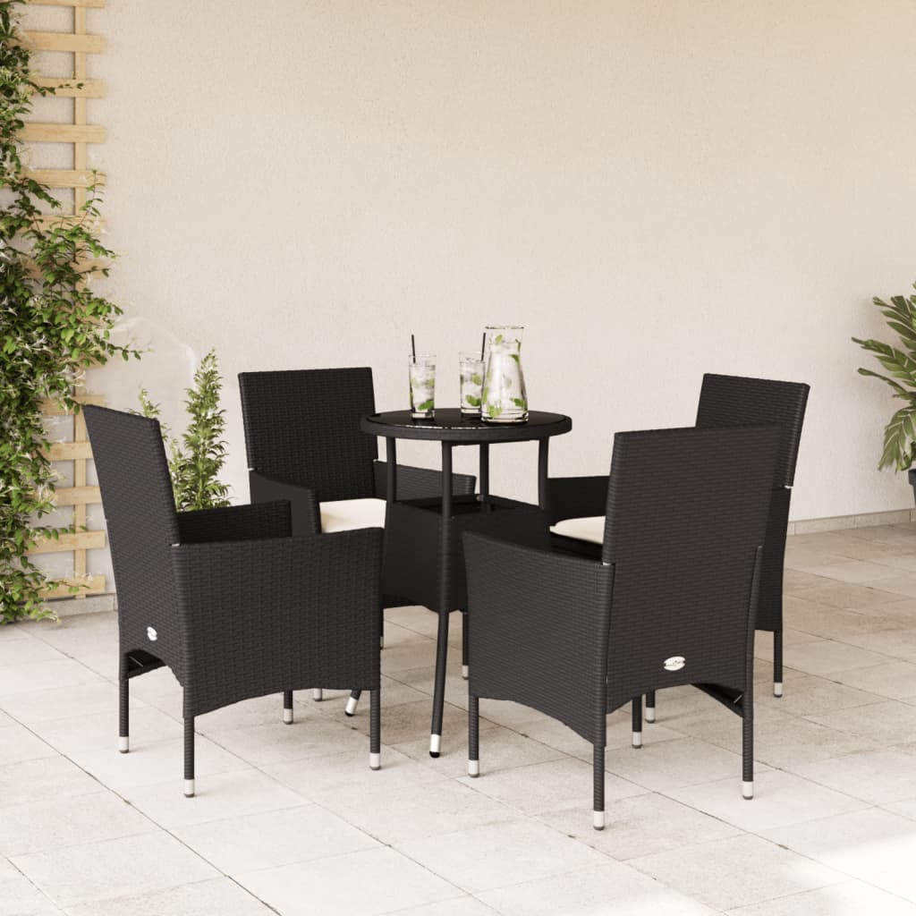 3-Delige Tuinset Met Kussens Poly Rattan En Glas