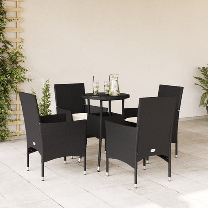 3-Delige Tuinset Met Kussens Poly Rattan En Glas