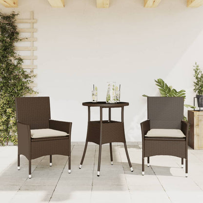 3-Delige Tuinset Met Kussens Poly Rattan En Glas