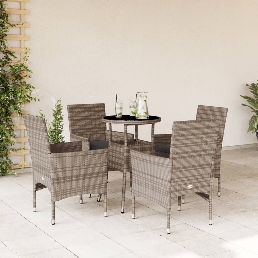 3-Delige Tuinset Met Kussens Poly Rattan En Glas