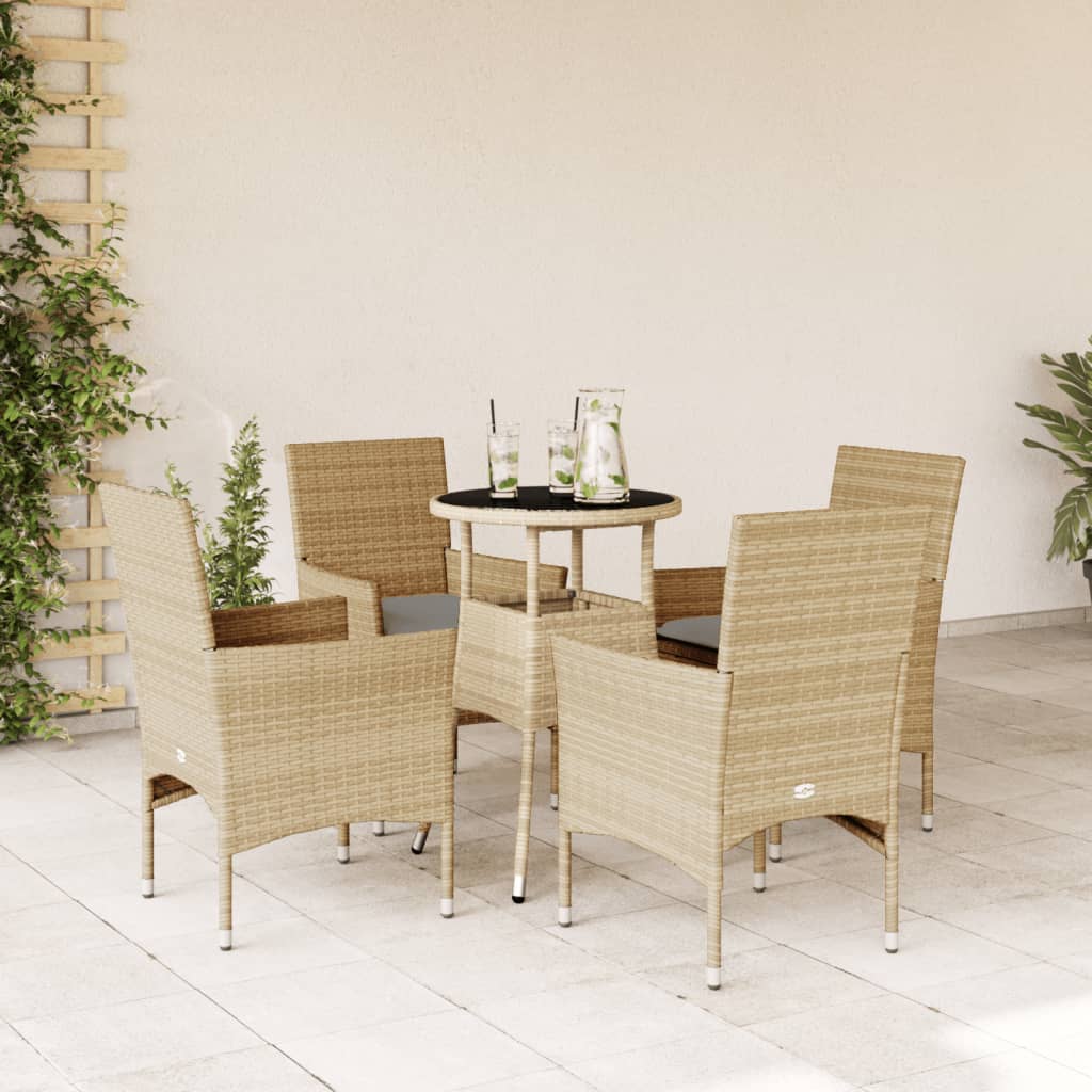 3-Delige Tuinset Met Kussens Poly Rattan En Glas