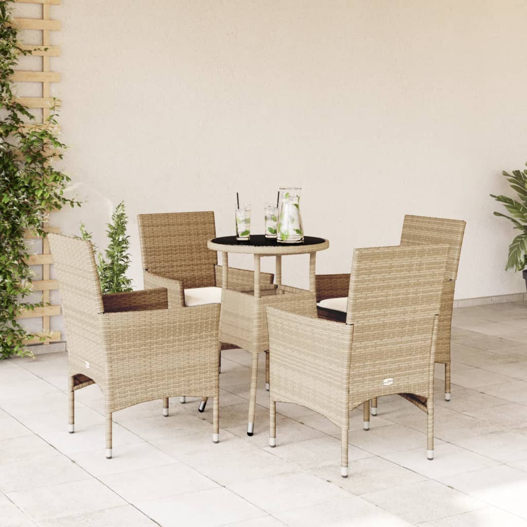 3-Delige Tuinset Met Kussens Poly Rattan En Glas
