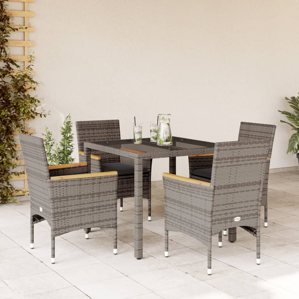 7-Delige Tuinset Met Kussens Poly Rattan En Glas